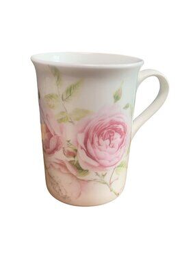 Stechcol Bone China Mug Pink Roses & Green Leaves